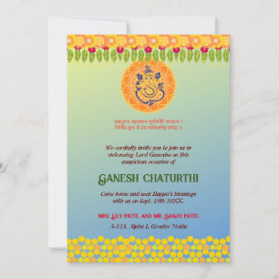 Convite Ganesh Chaturthi Floral Colorful