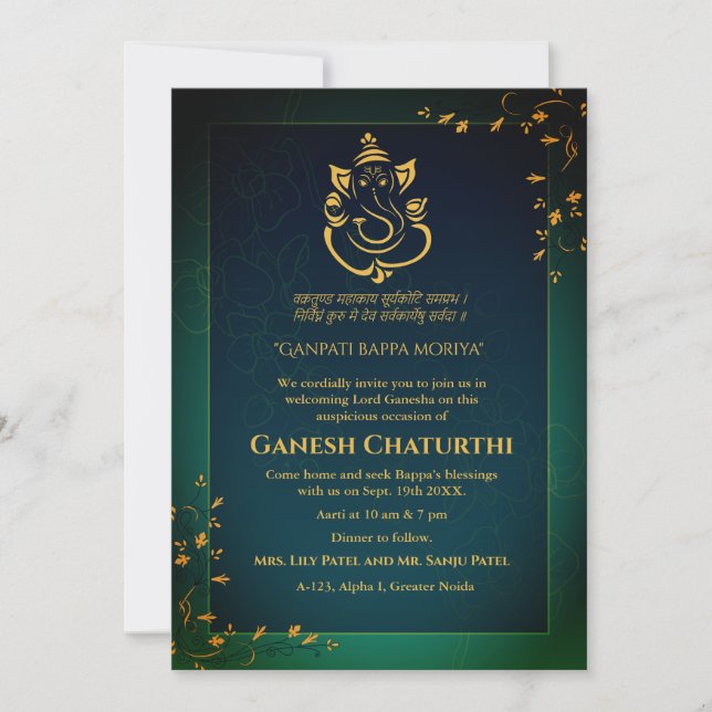 Convite Ganesh Chaturthi Puja (Frente)