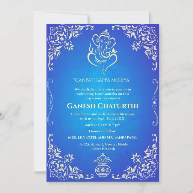 Convite Ganesh Chaturthi Puja (Frente)