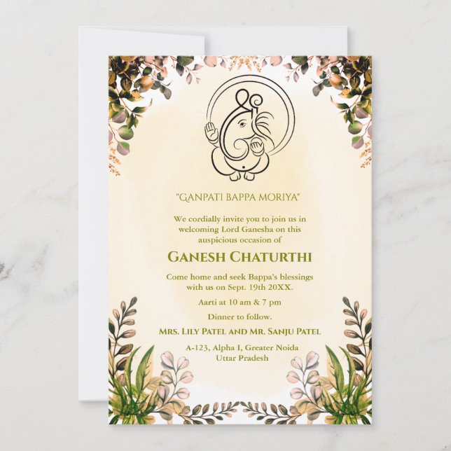 Convite Ganesh Chaturthi Puja (Frente)