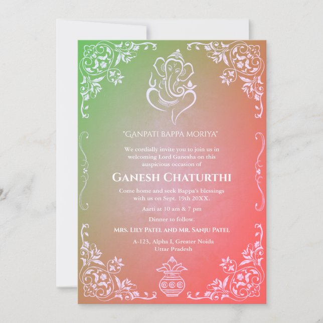 Convite Ganesh Chaturthi Puja (Frente)