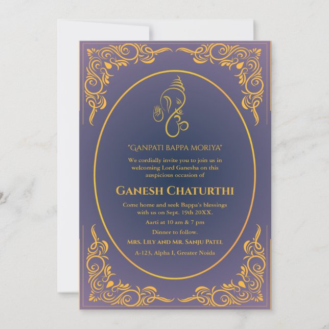 Convite Ganesh Chaturthi Puja (Frente)