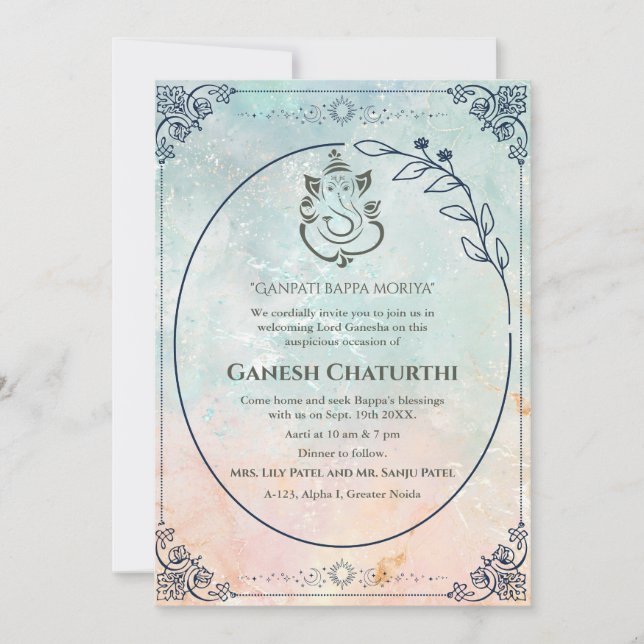 Convite Ganesh Chaturthi Puja (Frente)