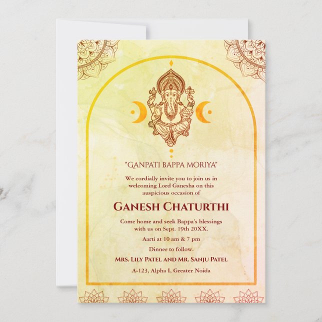 Convite Ganesh Chaturthi Puja (Frente)