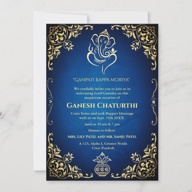 Convite Ganesh Chaturthi Puja (Frente)