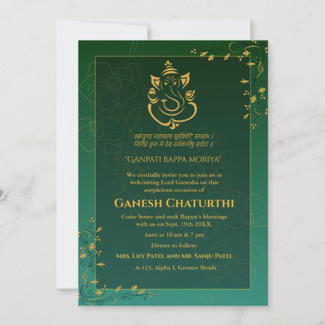 Convite Ganesh Chaturthi Puja (Frente)