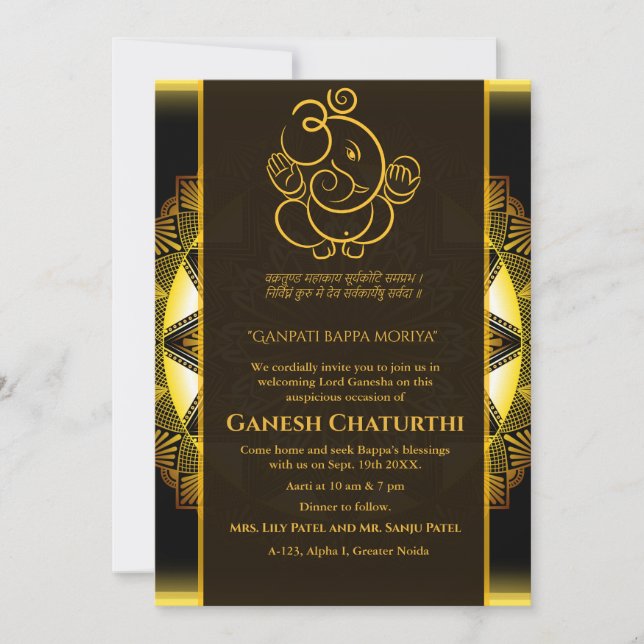 Convite Ganesh Chaturthi Puja (Frente)