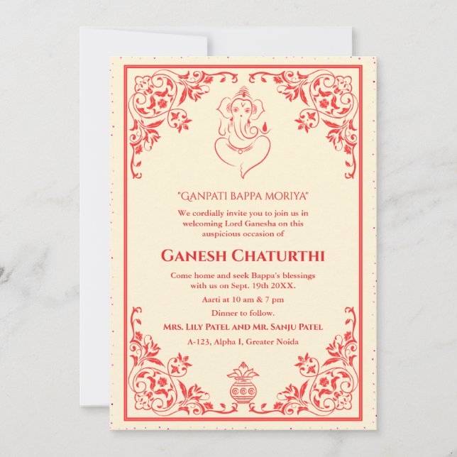 Convite Ganesh Chaturthi Puja (Frente)
