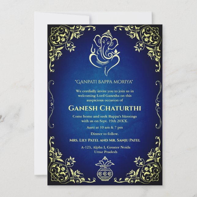 Convite Ganesh Chaturthi Puja (Frente)