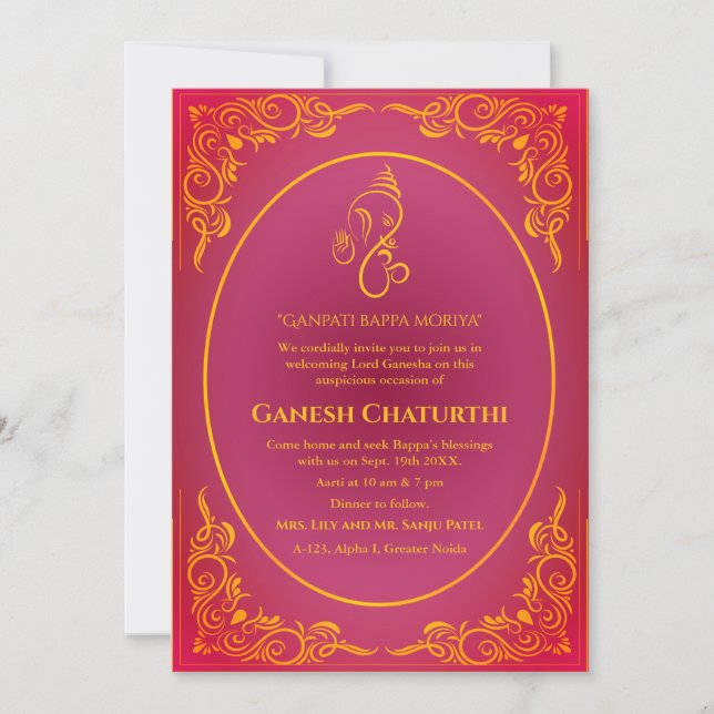 Convite Ganesh Chaturthi Puja (Frente)