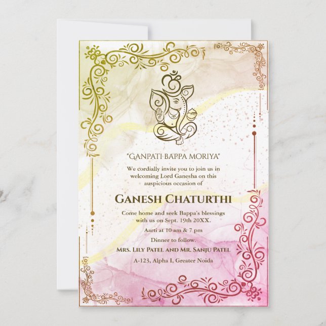 Convite Ganesh Chaturthi Puja (Frente)