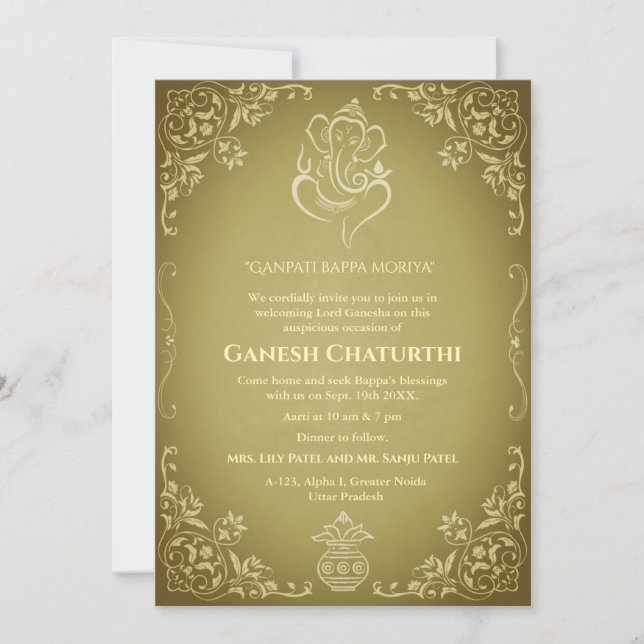 Convite Ganesh Chaturthi Puja (Frente)