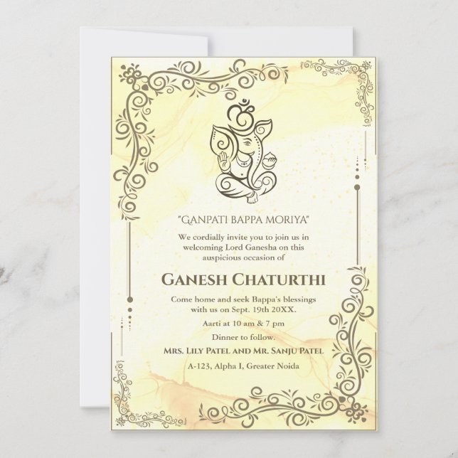 Convite Ganesh Chaturthi Puja (Frente)