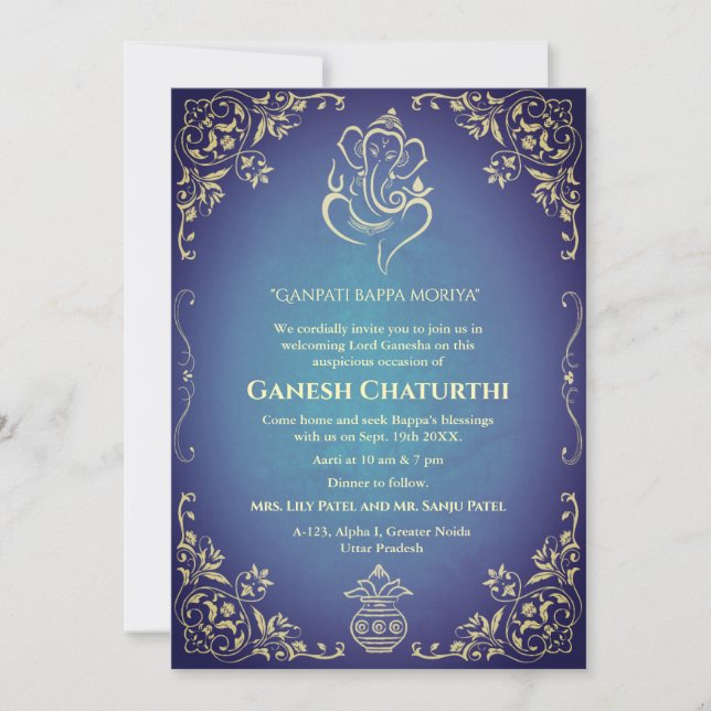 Convite Ganesh Chaturthi Puja (Frente)