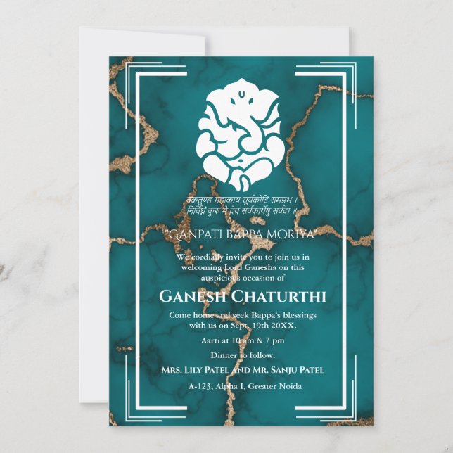 Convite Ganesh Chaturthi Puja (Frente)