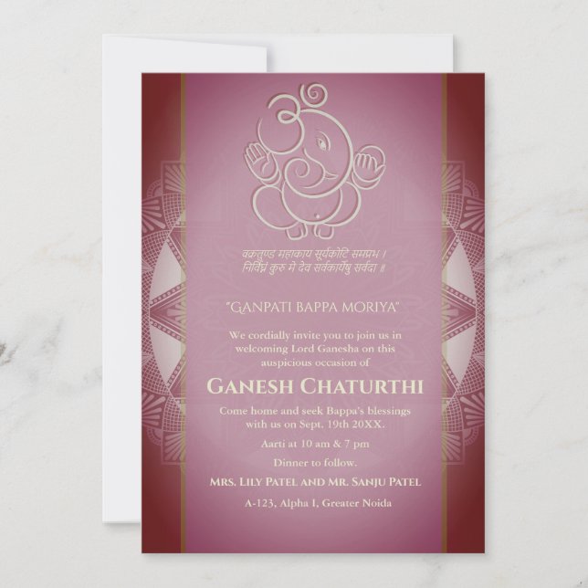 Convite Ganesh Chaturthi Puja (Frente)