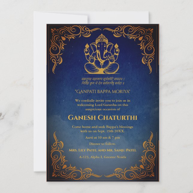 Convite Ganesh Chaturthi Puja (Frente)