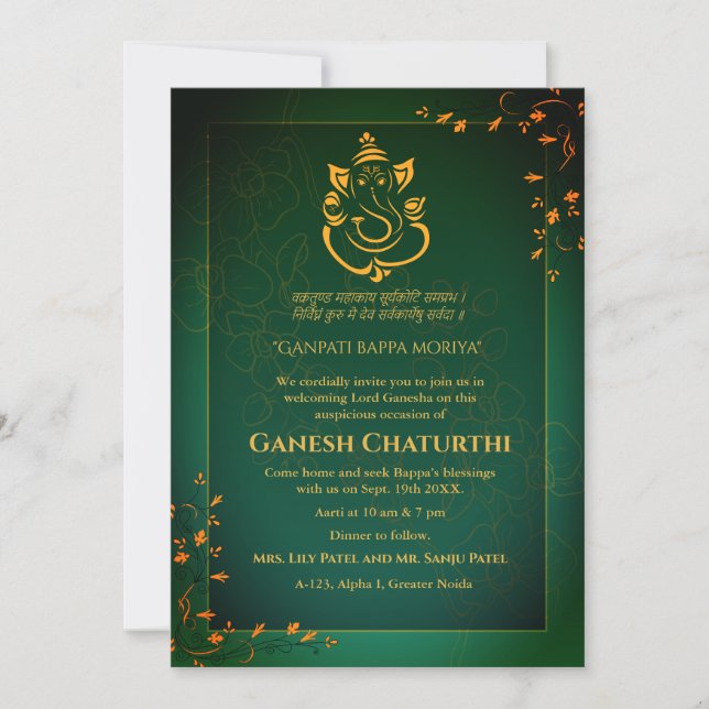 Convite Ganesh Chaturthi Puja (Frente)