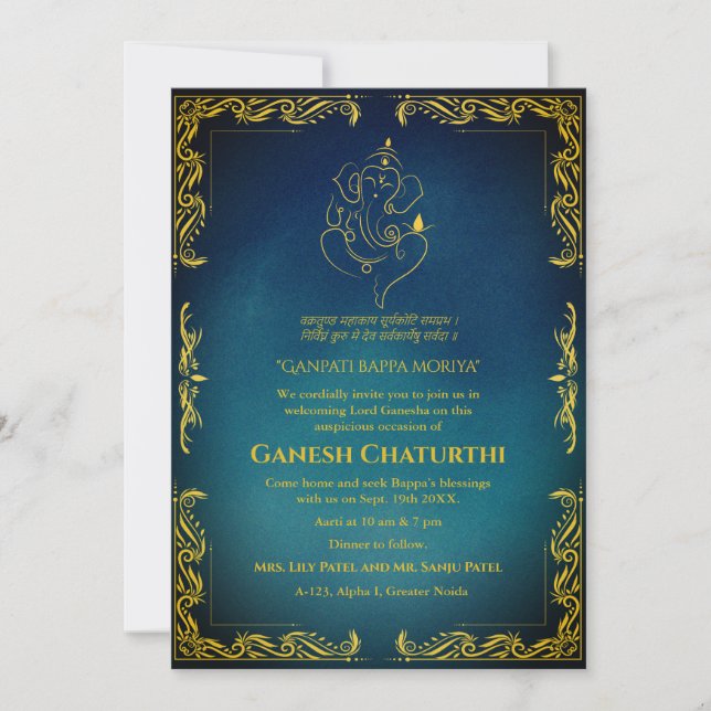 Convite Ganesh Chaturthi Puja (Frente)