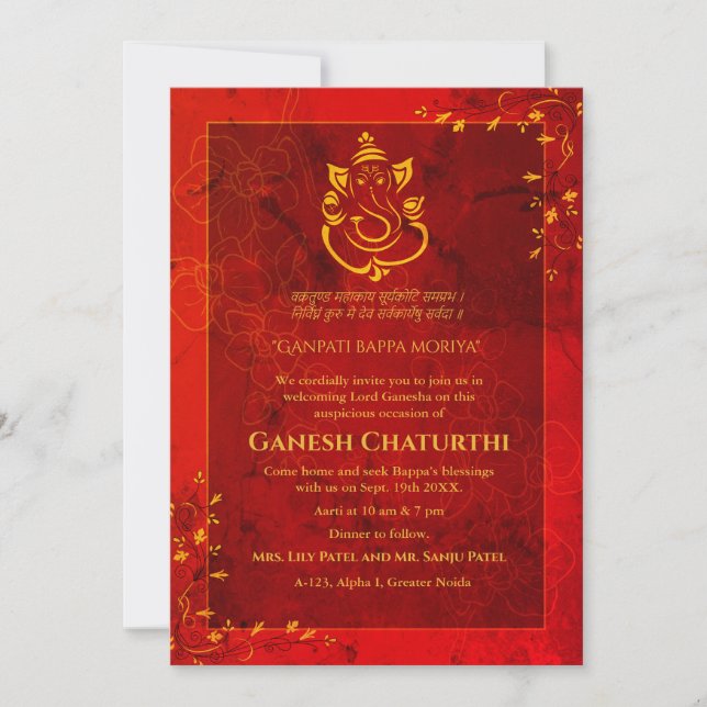 Convite Ganesh Chaturthi Puja (Frente)