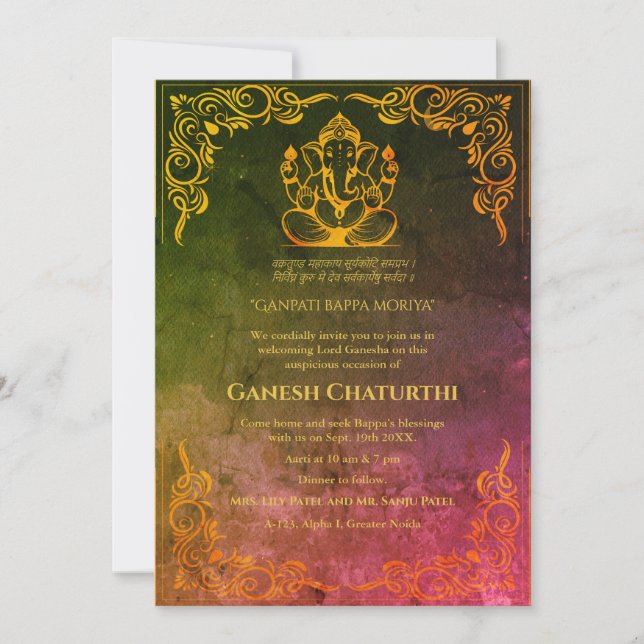 Convite Ganesh Chaturthi Puja (Frente)