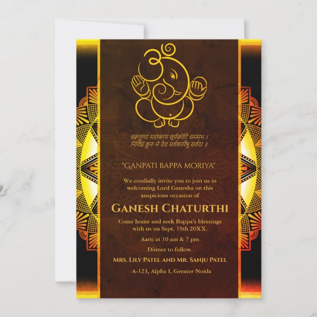 Convite Ganesh Chaturthi Puja (Frente)