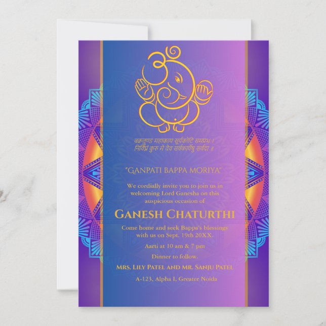 Convite Ganesh Chaturthi Puja (Frente)