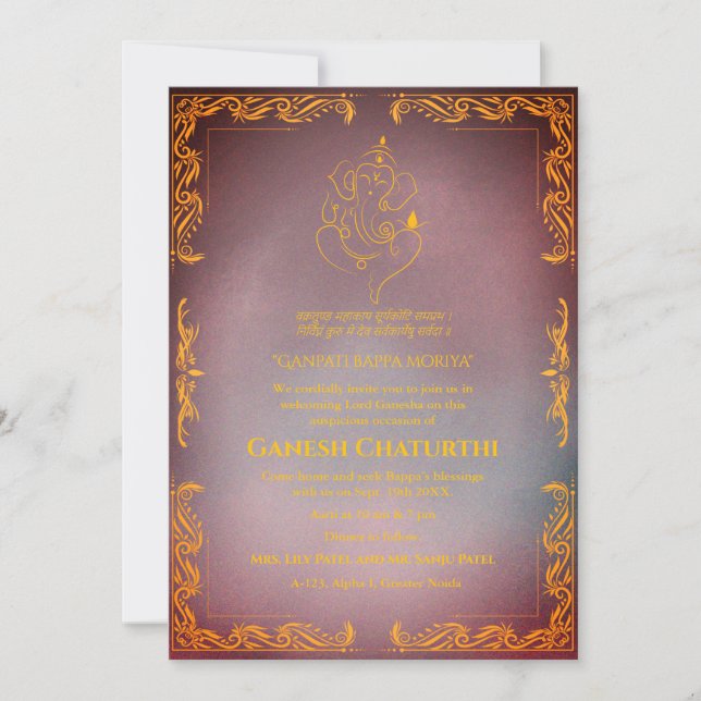 Convite Ganesh Chaturthi Puja (Frente)