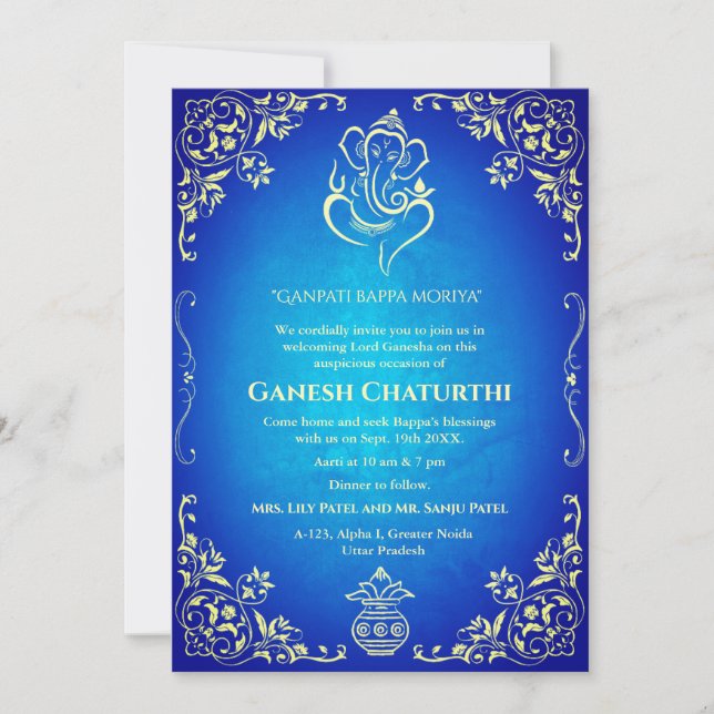 Convite Ganesh Chaturthi Puja (Frente)