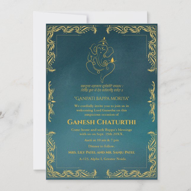 Convite Ganesh Chaturthi Puja (Frente)