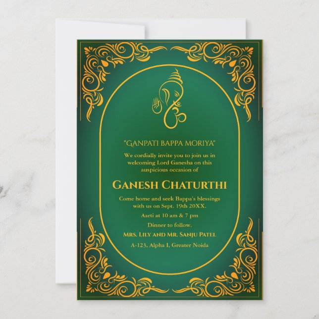 Convite Ganesh Chaturthi Puja (Frente)