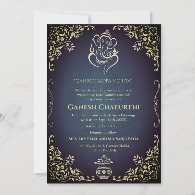 Convite Ganesh Chaturthi Puja (Frente)