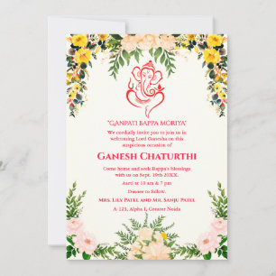 Convite Ganesh Chaturthi Puja Floral
