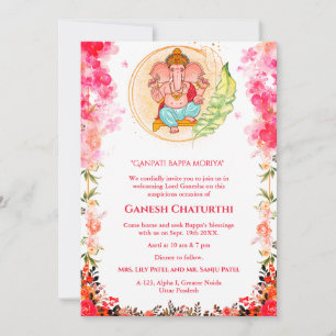 Convite Ganesh Chaturthi Puja Floral