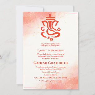 Convite Ganesh Chaturthi Puja Sindoor Vermelho