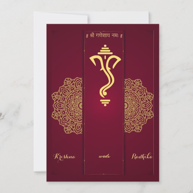 Convite Ganesha tradicional indiano (Frente)