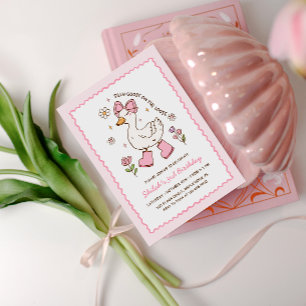 Convite Ganso Bobo à Solta Arco Rosa Floral