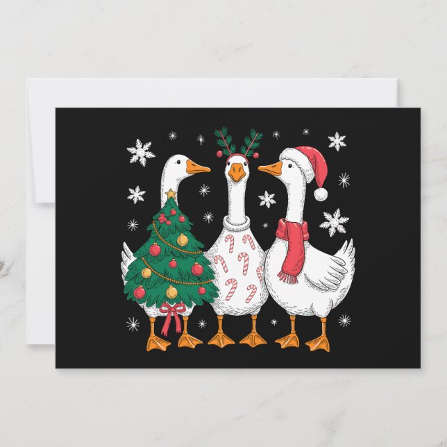 Convite Ganso de Natal Chapéu do Papai Noel Cane de Açúcar (Frente)