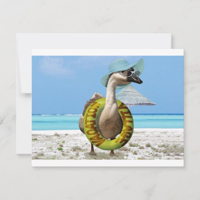 Convite Ganso engraçado na praia (Frente)