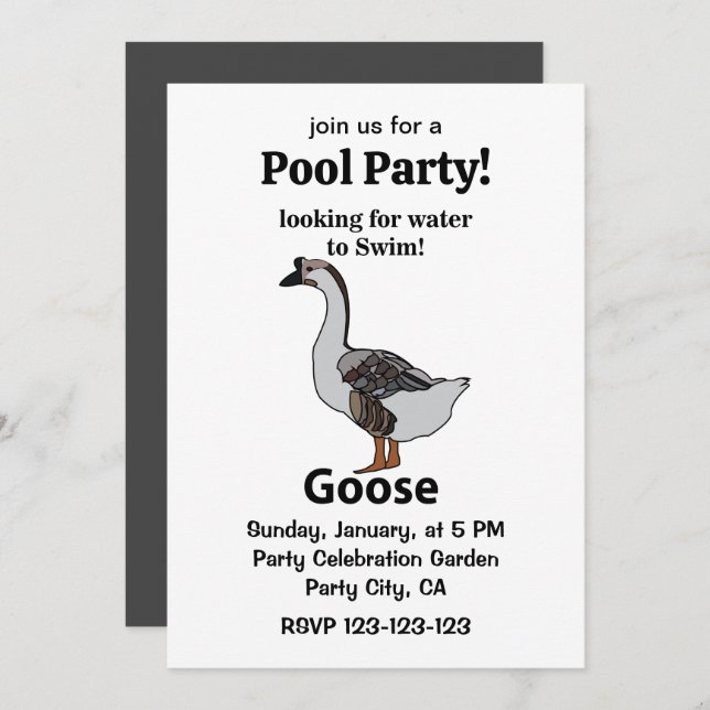 Convite Ganso Procurando Água Para Nadar Ganso Africano (Frente/Verso)