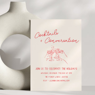 Convite Garabatos à Mão Coquetéis Festa de Fim de Ano