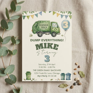 Convite Garbage Truck Birthday Invitation
