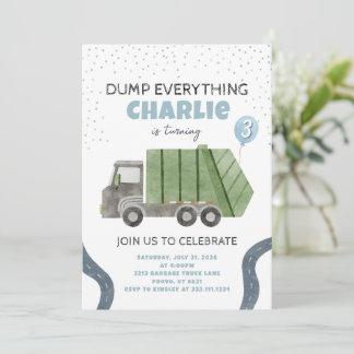 Convite Garbage Truck Birthday Party Invitation
