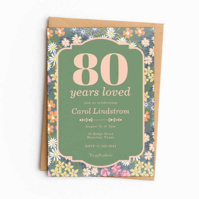 Convite Garden 80 Years Loved Birthday Party (Criador carregado)