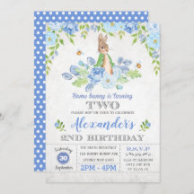 Garden Blue Floral do segundo aniversário Bunny