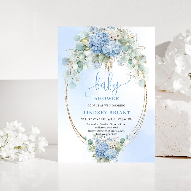 Convite Garden Boho Blue Floral Baby Shower Invitation (Garden Boho Blue Floral Baby Shower Invitation)