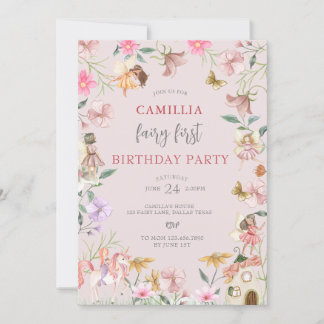 Convite Garden Boho Encantou Fada Primeiro Aniversário