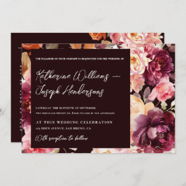 Convite Garden Burgundy Script calligraphy Details Wedding