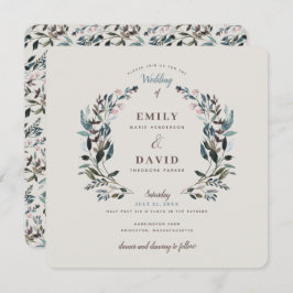 Convite Garden Crest | casca | Casamento quadrado