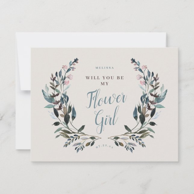 Convite Garden Crest Eggshell Bridesmaid Flower Girl (Frente)